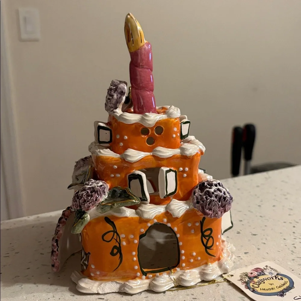 Blue Sky Clayworks Orange and Purple November Birthday Celebration Cake